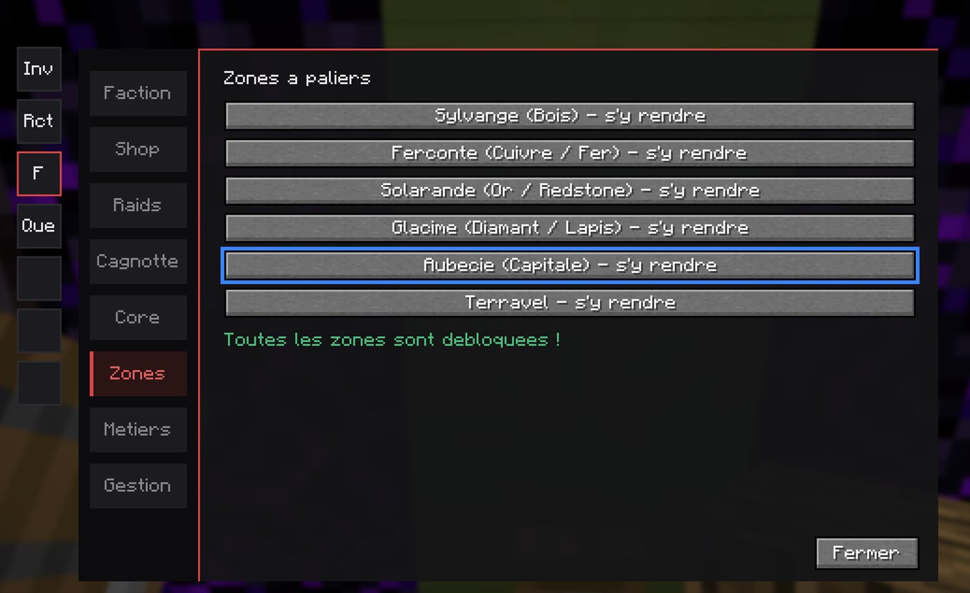 L'onglet Zones et le bouton Terravel