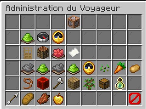 Second menu du Voyageur (administration)